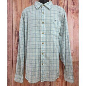 Fish Hippie Mens XXL Rumfront Plaid Fishing Shirt Blue Hemp Blend